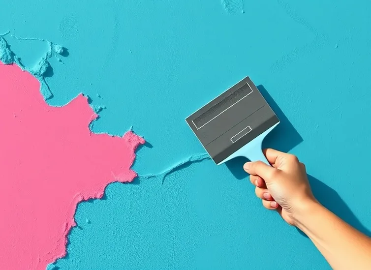 Application d'un enduit décoratif à la lisseuse sur un mur